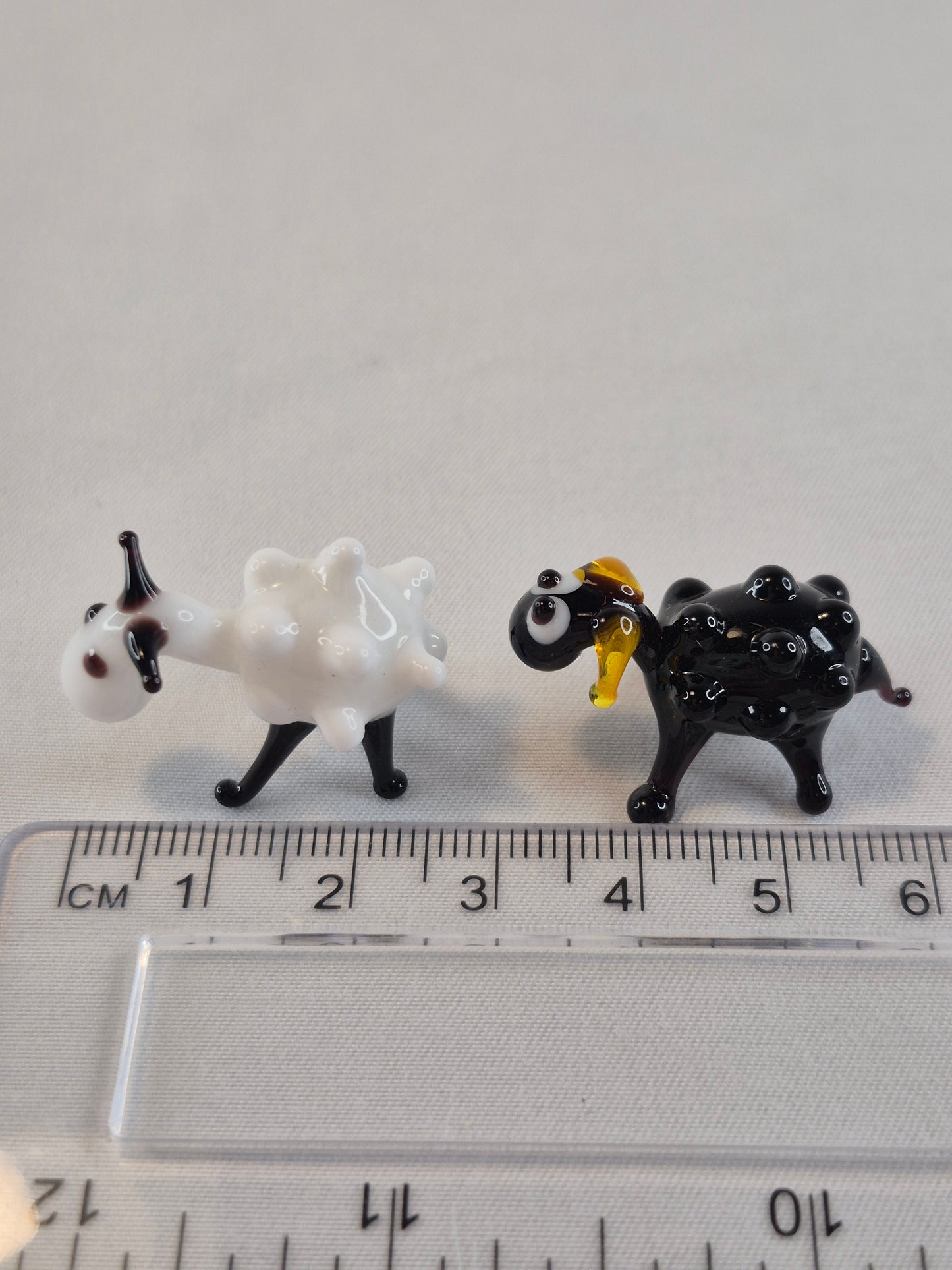 Mini Black and White Glass Sheep