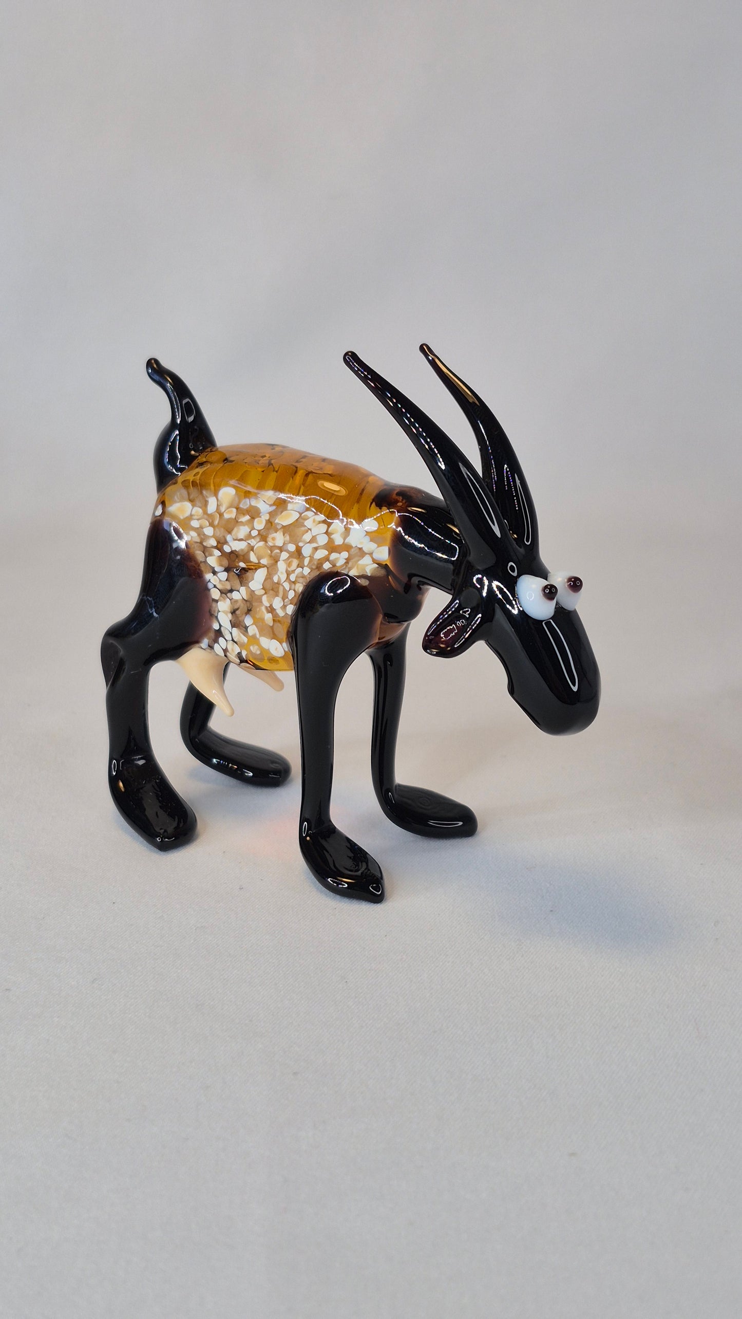 Large Funny Glass Goat