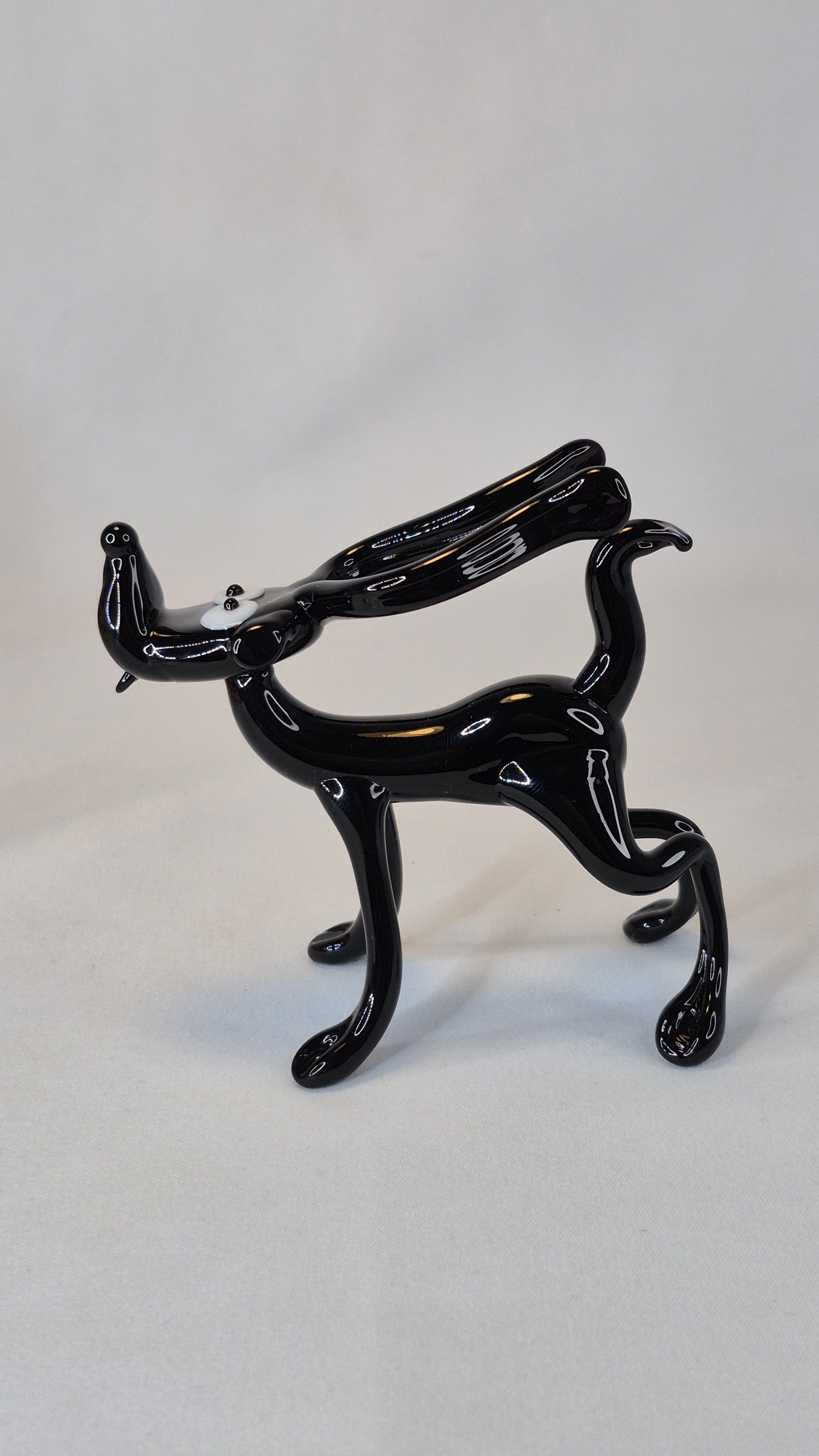 Large Black Glass Dog
