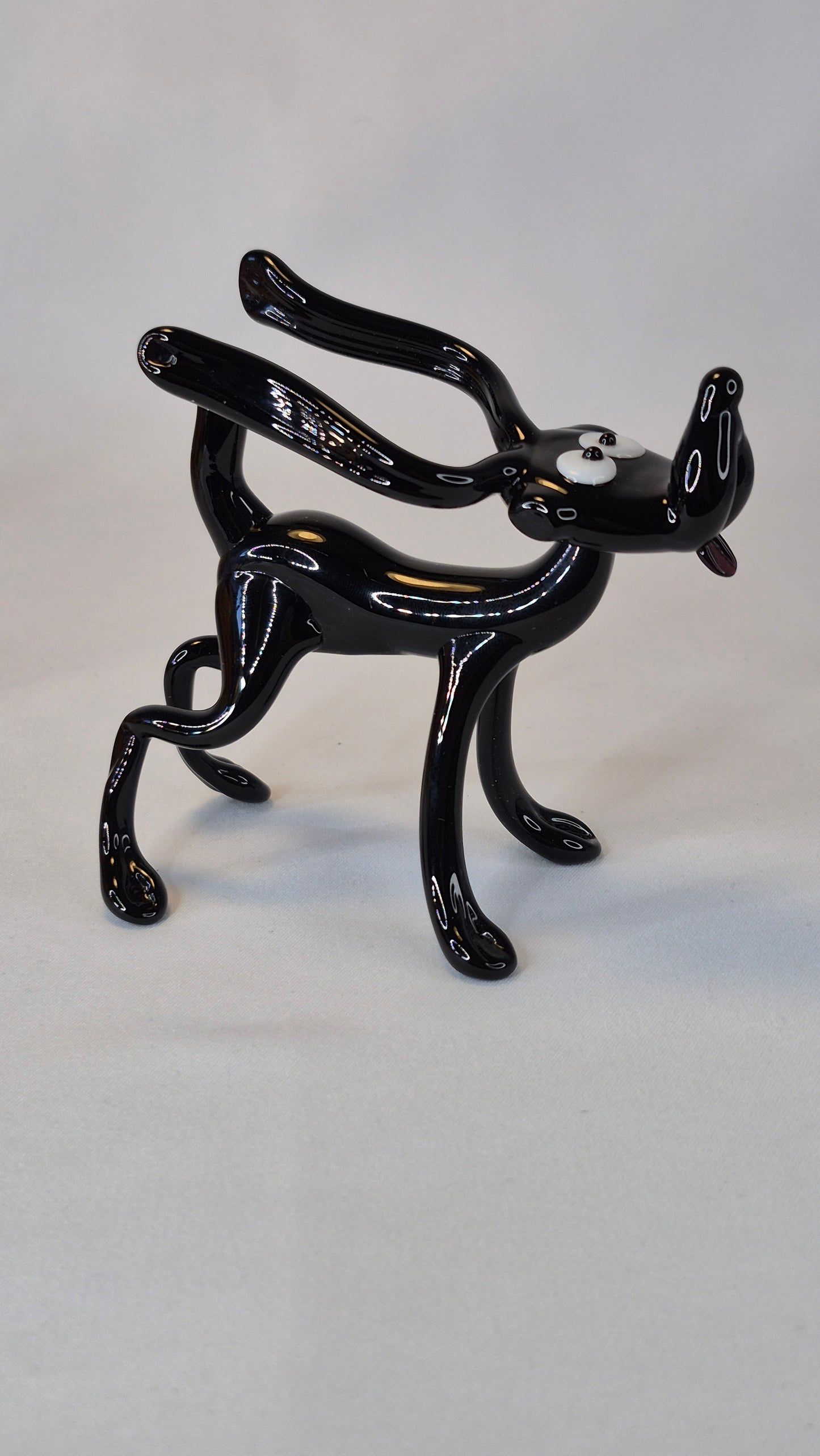 Large Black Glass Dog
