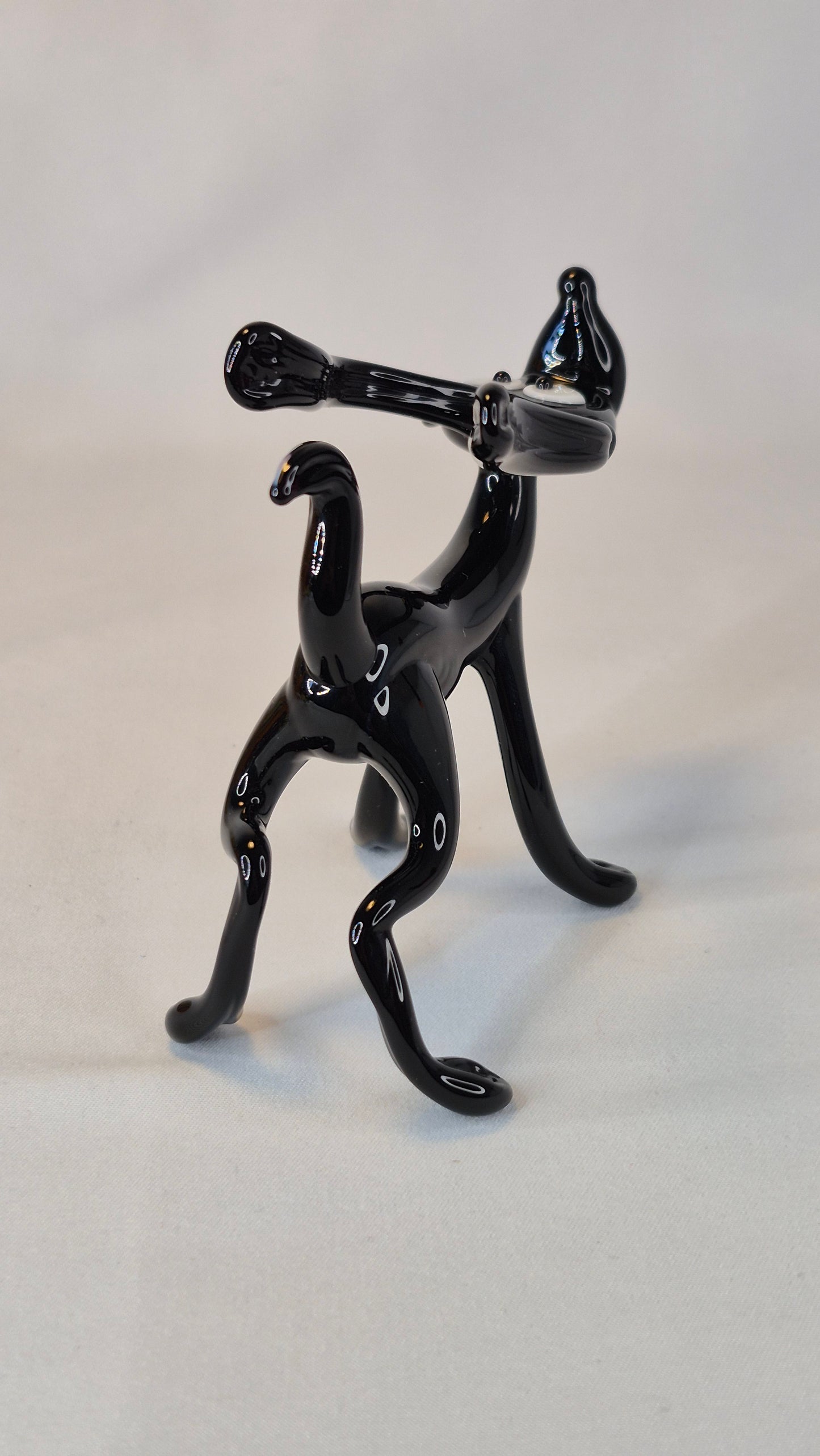 Large Black Glass Dog