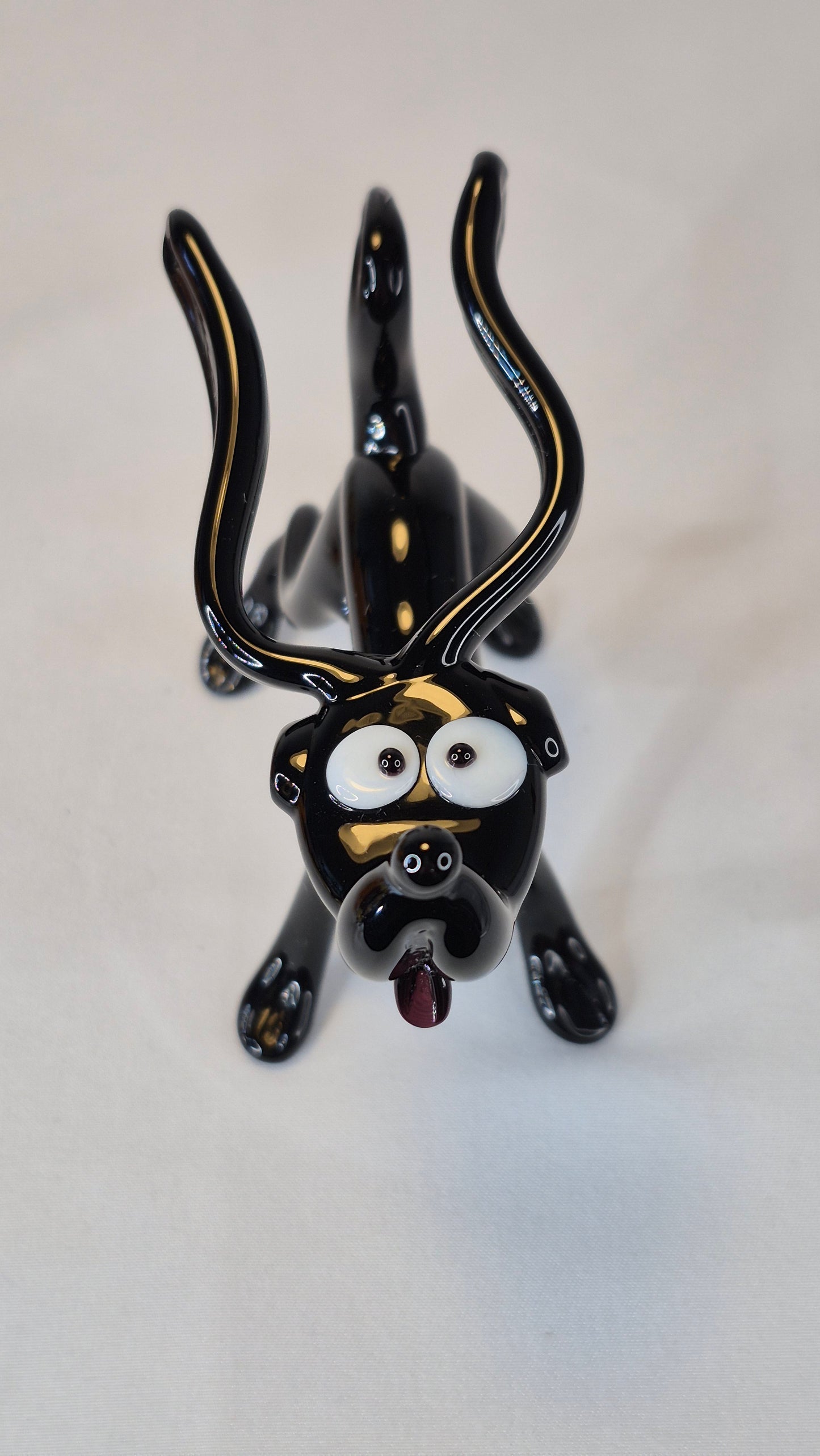 Large Black Glass Dog