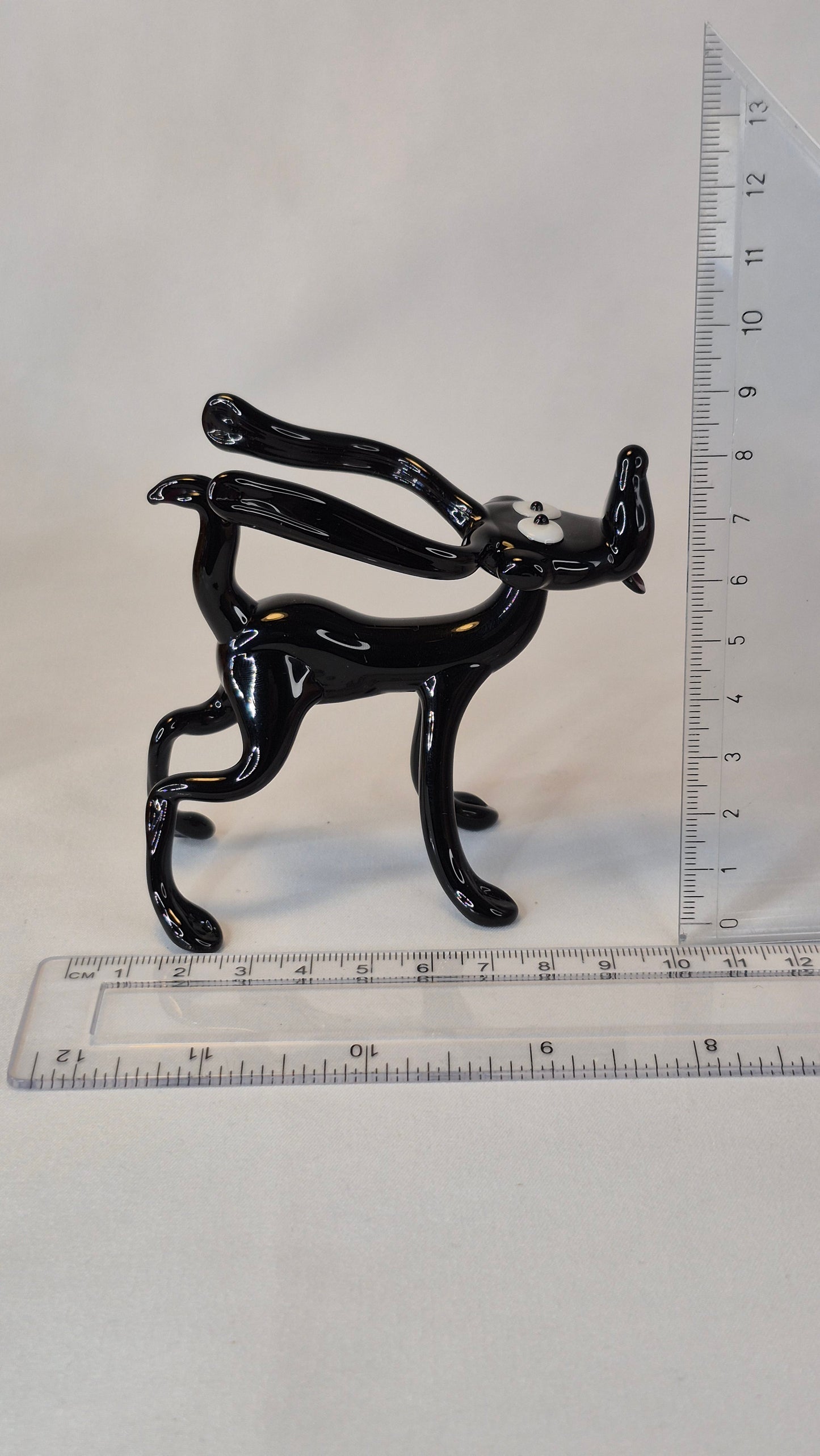 Large Black Glass Dog