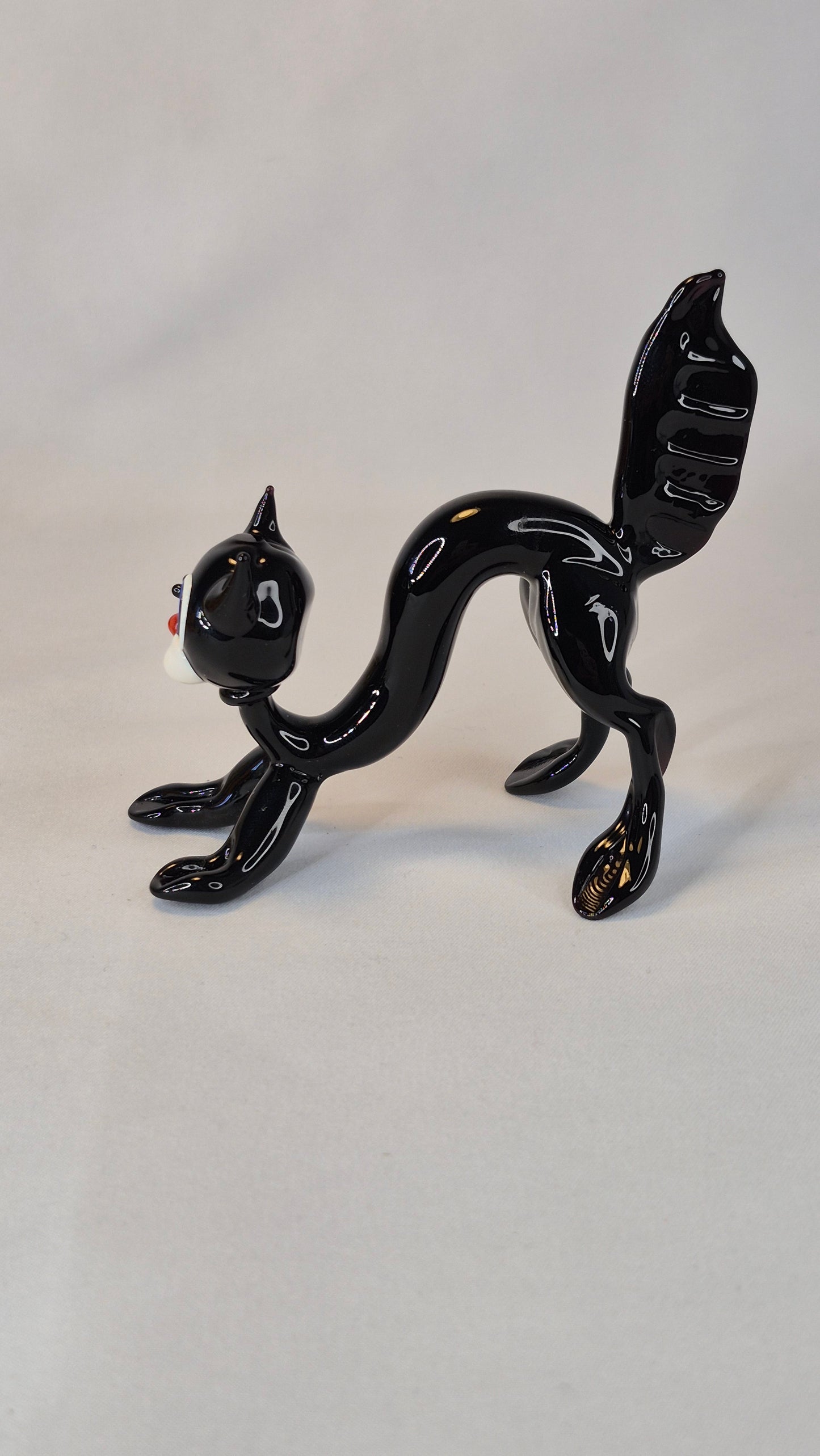 Large Black Glass Cat