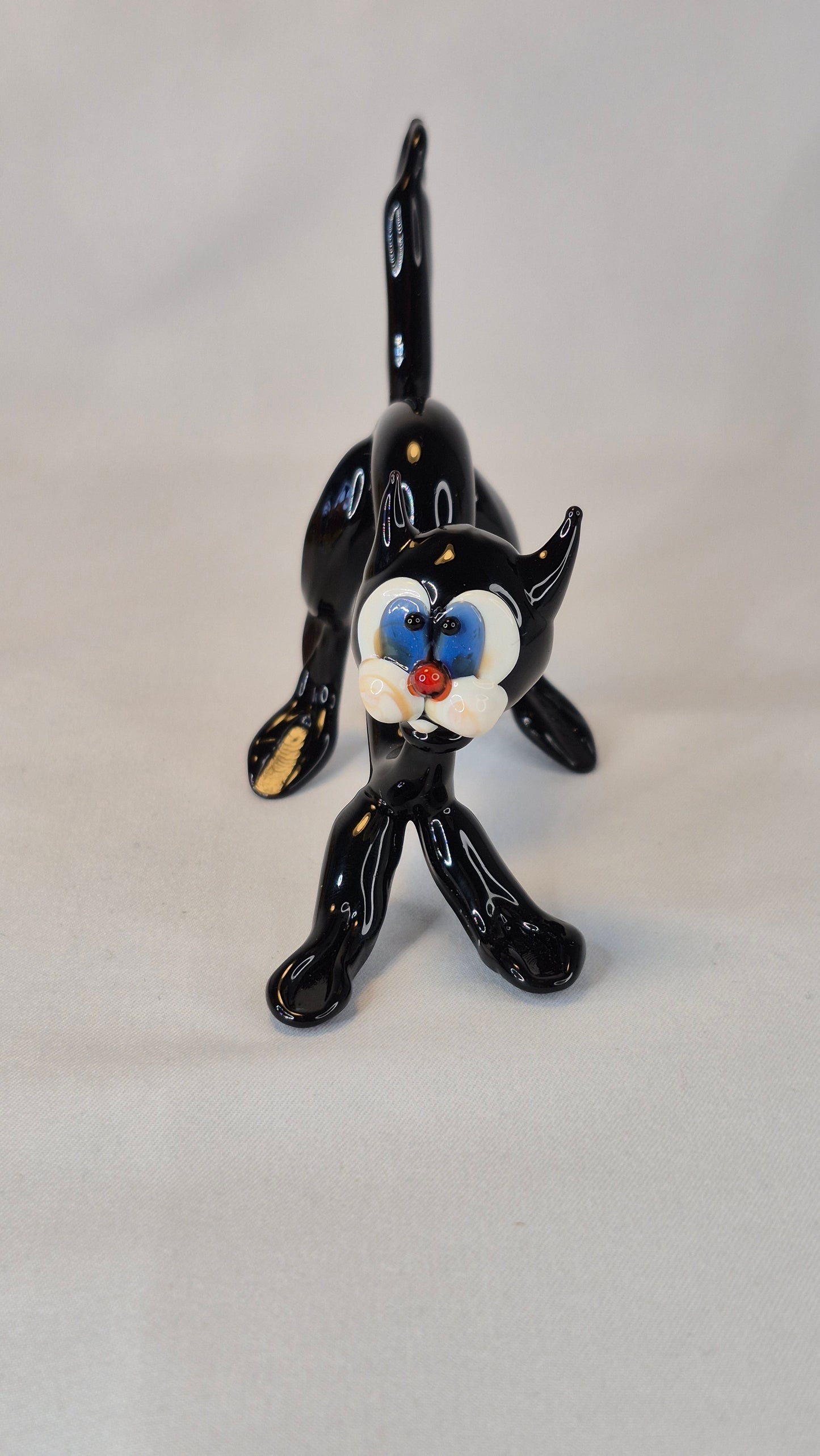 Large Black Glass Cat