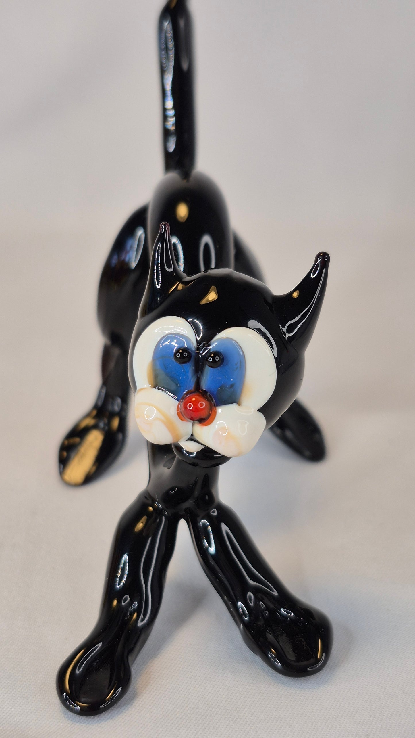 Large Black Glass Cat