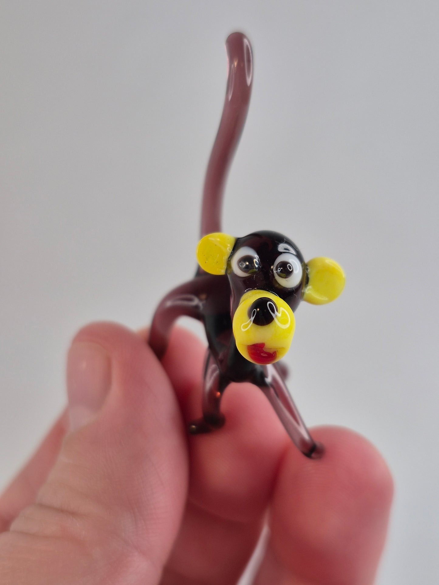 Mini Glass Monkey 2 Purple