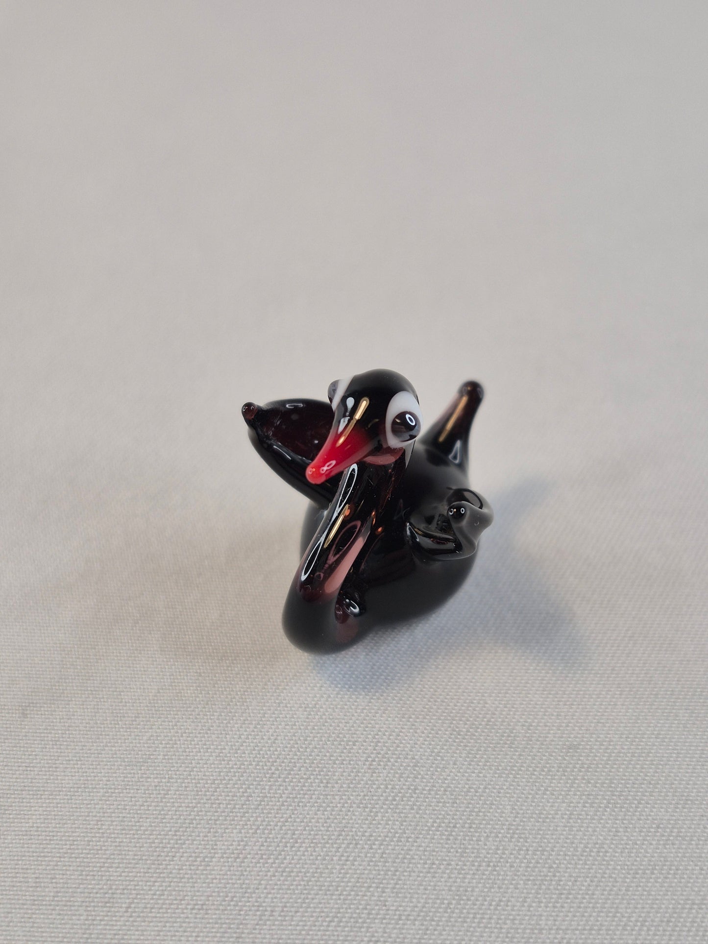 Mini Black Blown Glass Swan