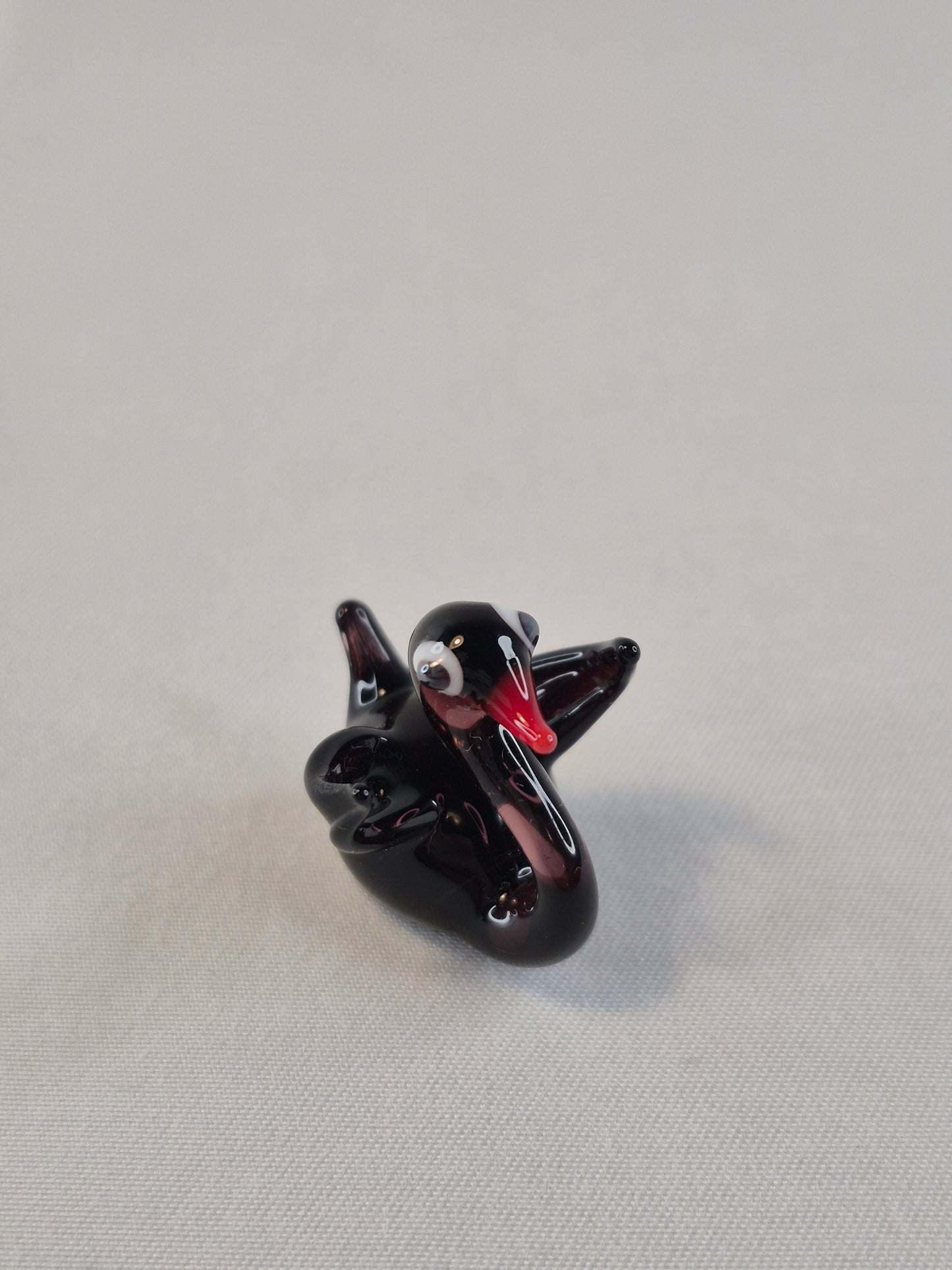 Mini Black Blown Glass Swan