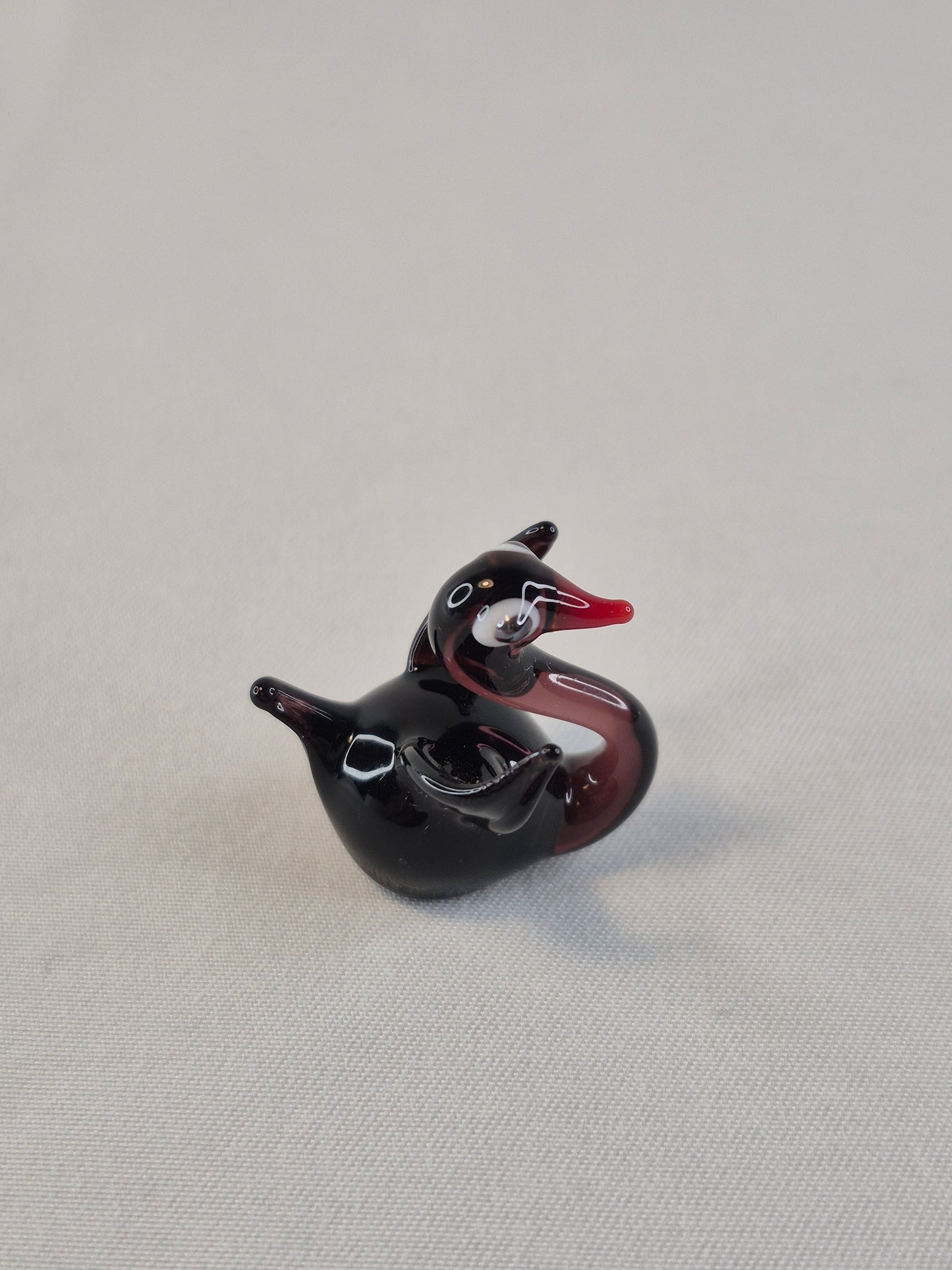 Mini Black Blown Glass Swan