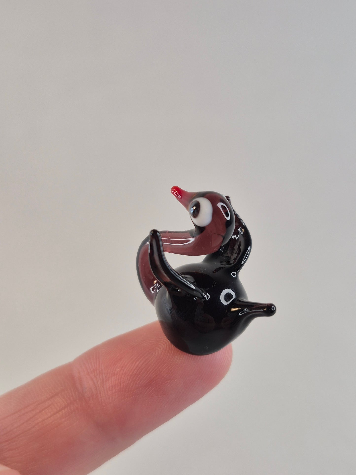 Mini Black Blown Glass Swan