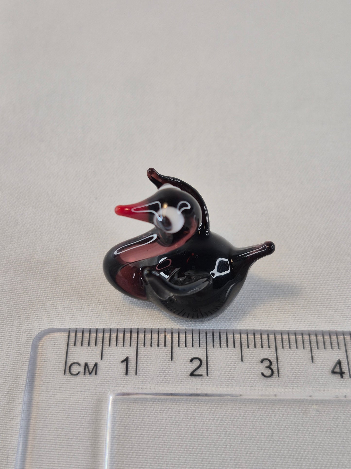 Mini Black Blown Glass Swan