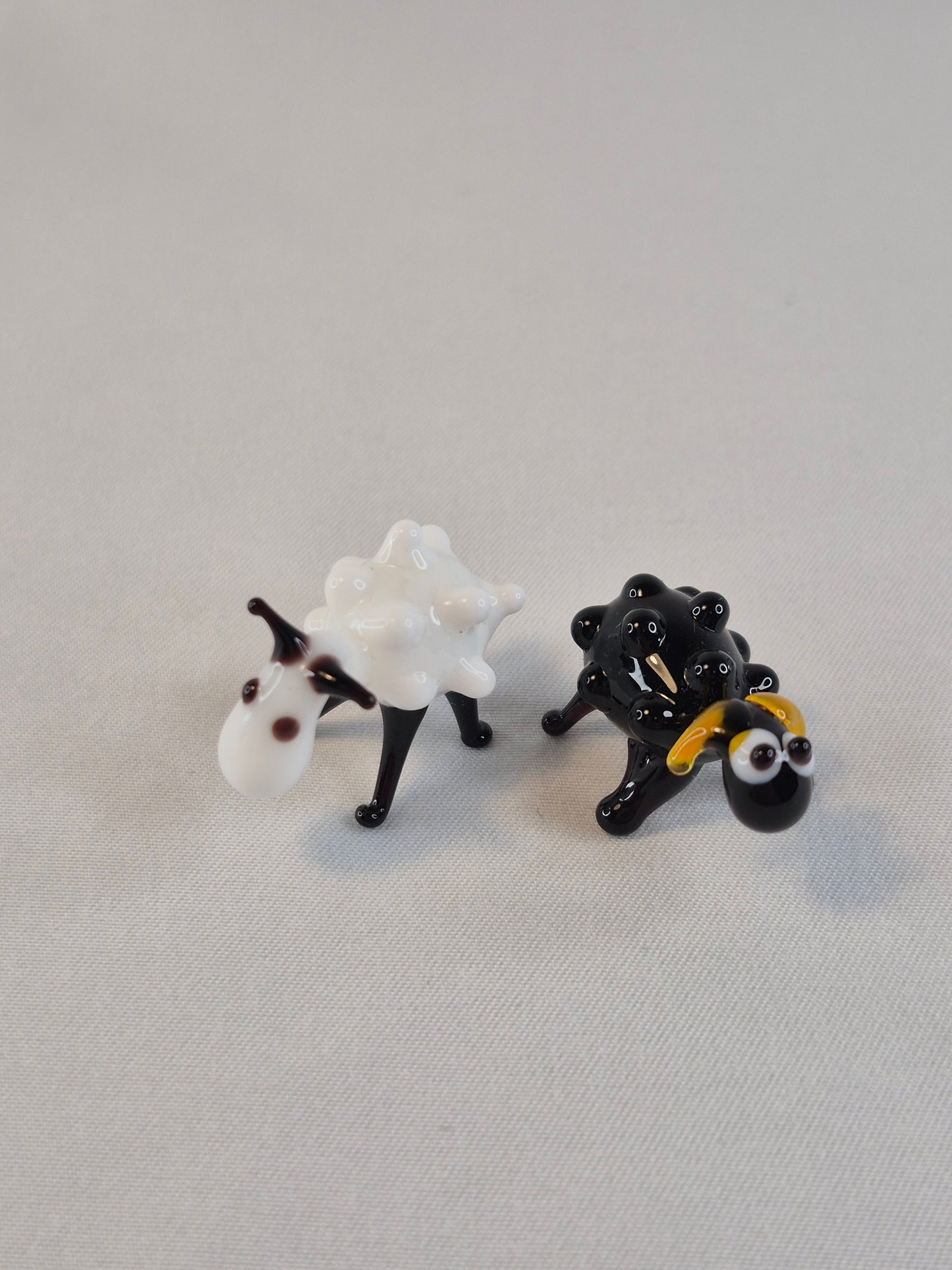 Mini Black and White Glass Sheep