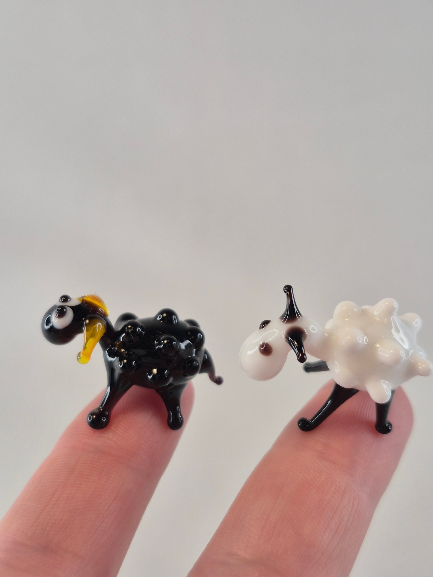 Mini Black and White Glass Sheep