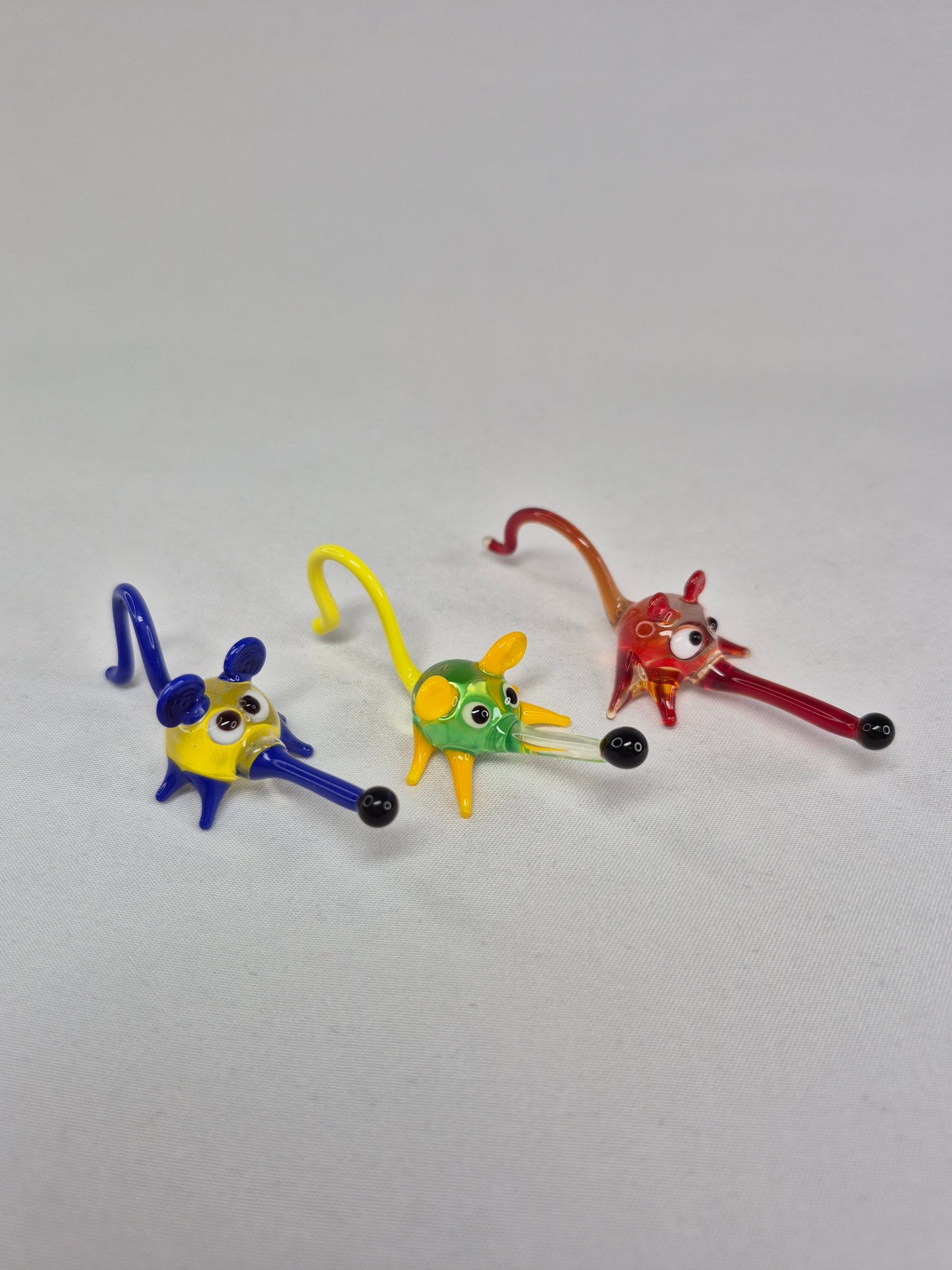 Mini Glass Mouse (blue, yellow, and red)