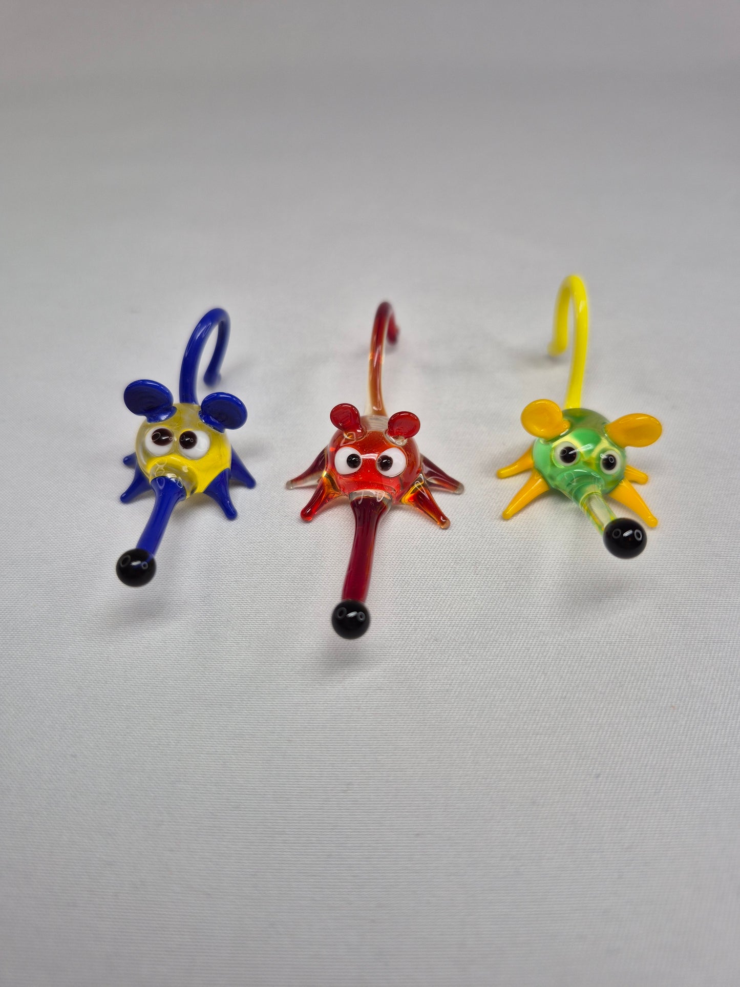 Mini Glass Mouse (blue, yellow, and red)