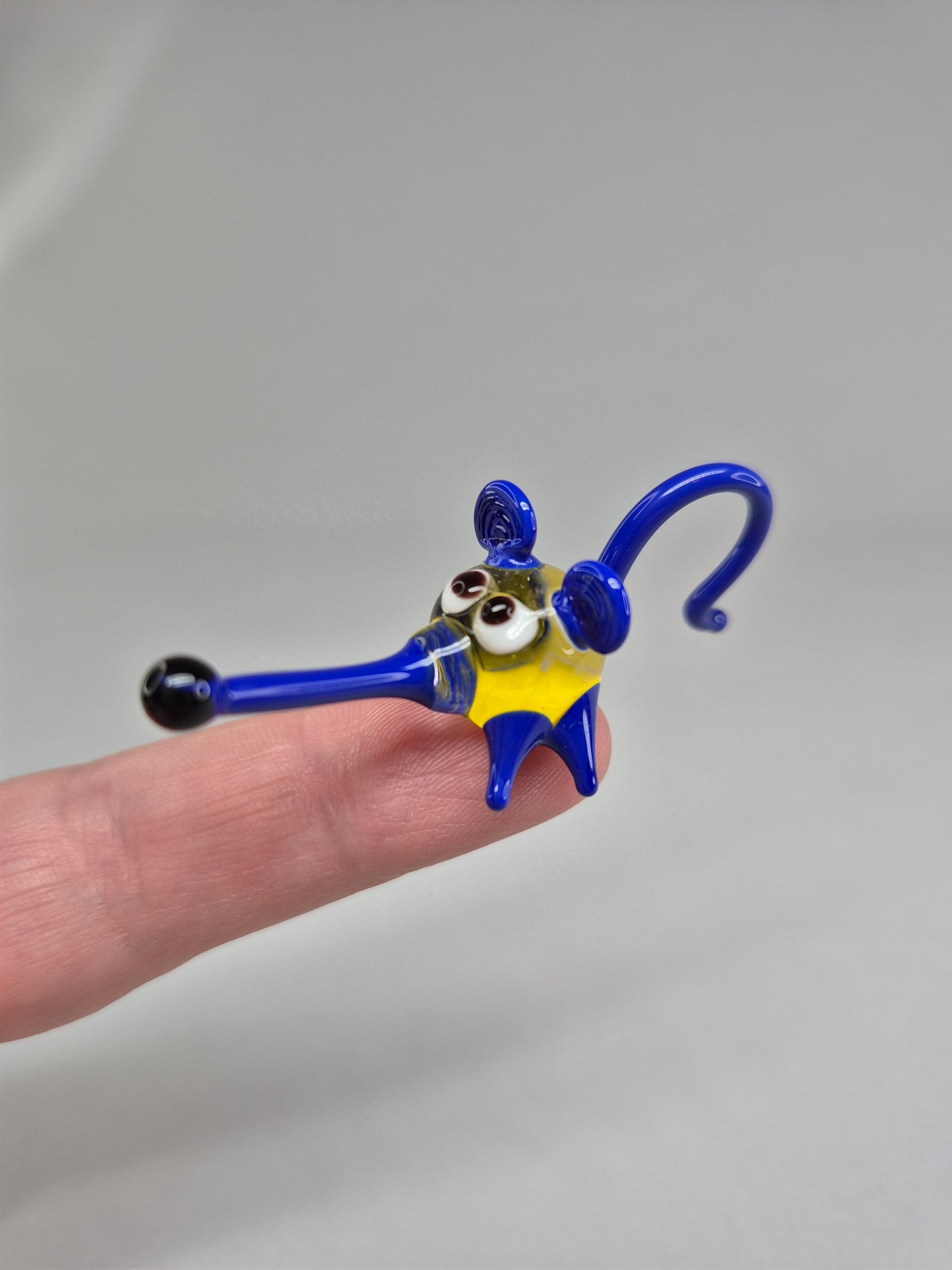 Mini Glass Mouse (blue, yellow, and red)