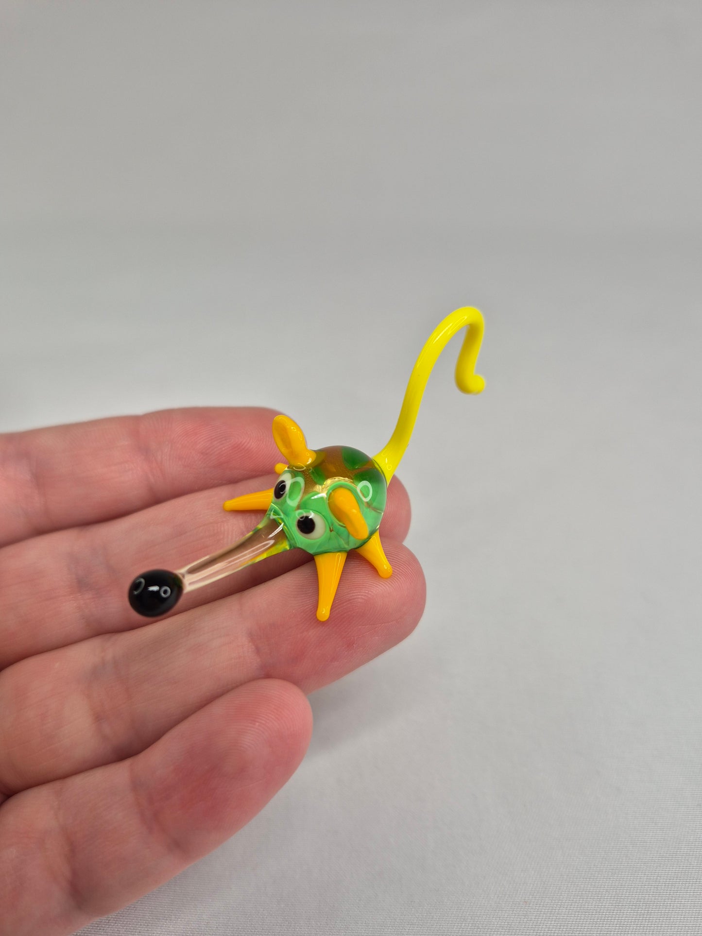 Mini Glass Mouse (blue, yellow, and red)