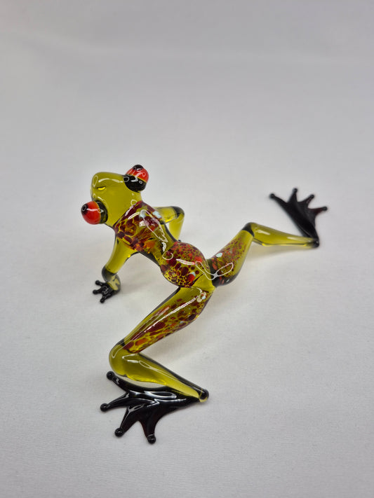 Dark Green Sitting Glass Frog