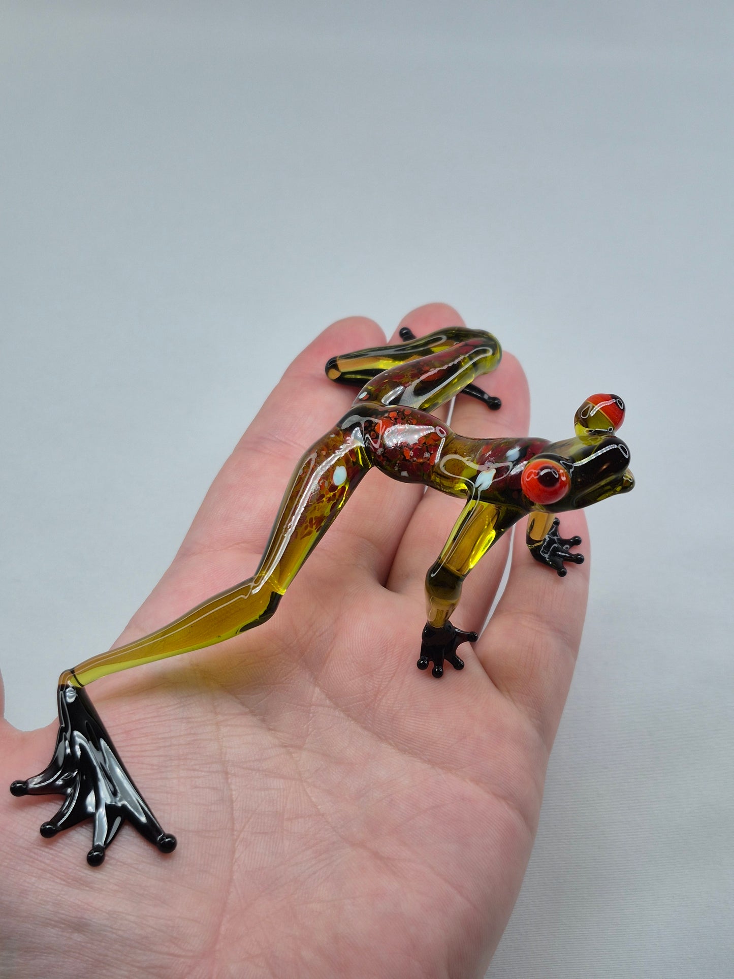 Dark Green Sitting Glass Frog