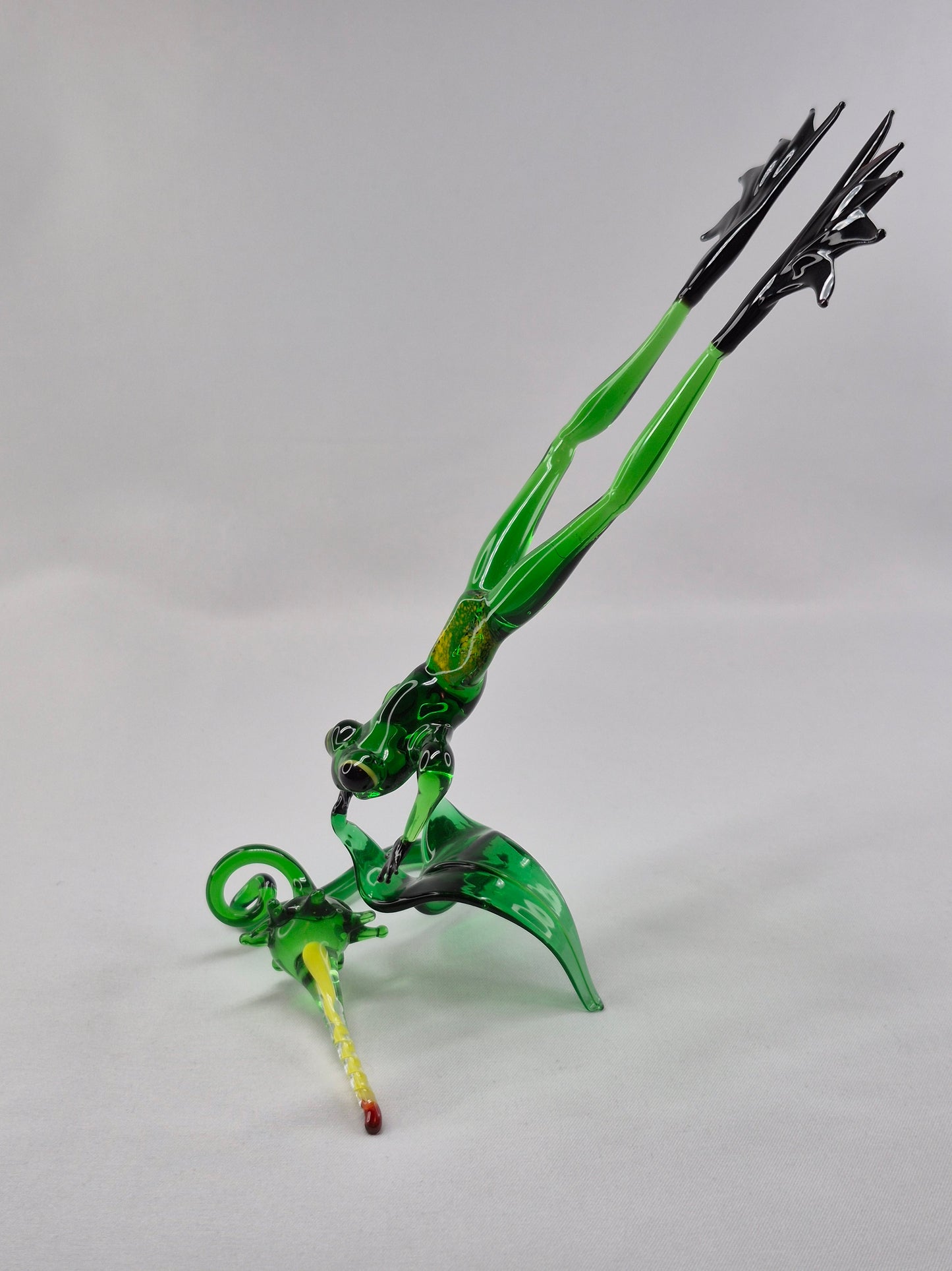 Green Jumping Glass Frog on Flower