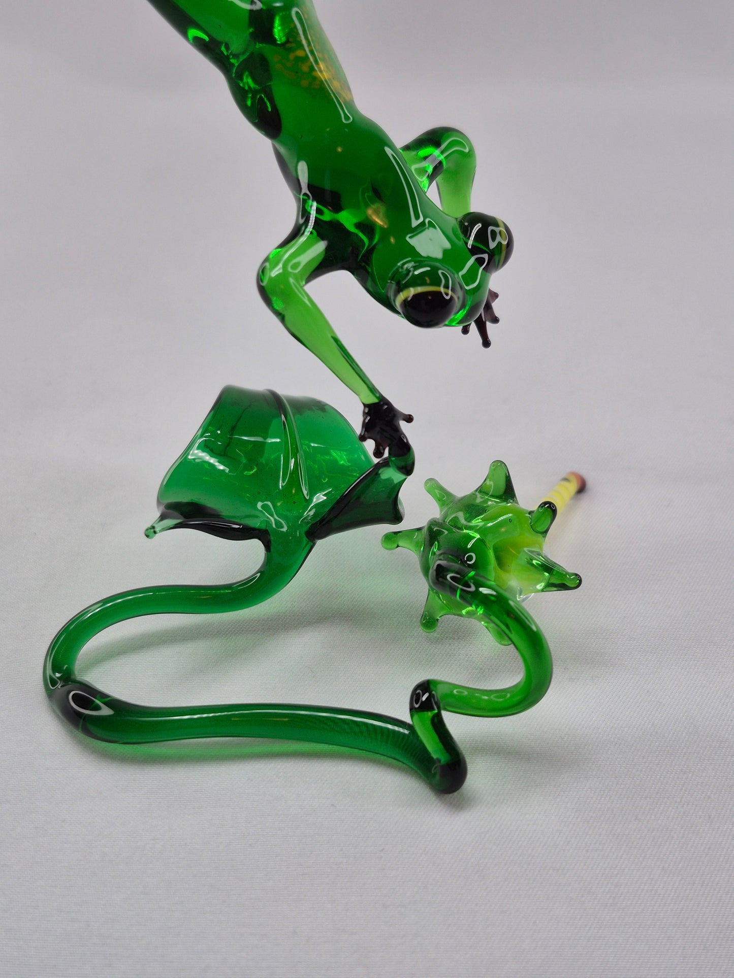 Green Jumping Glass Frog on Flower