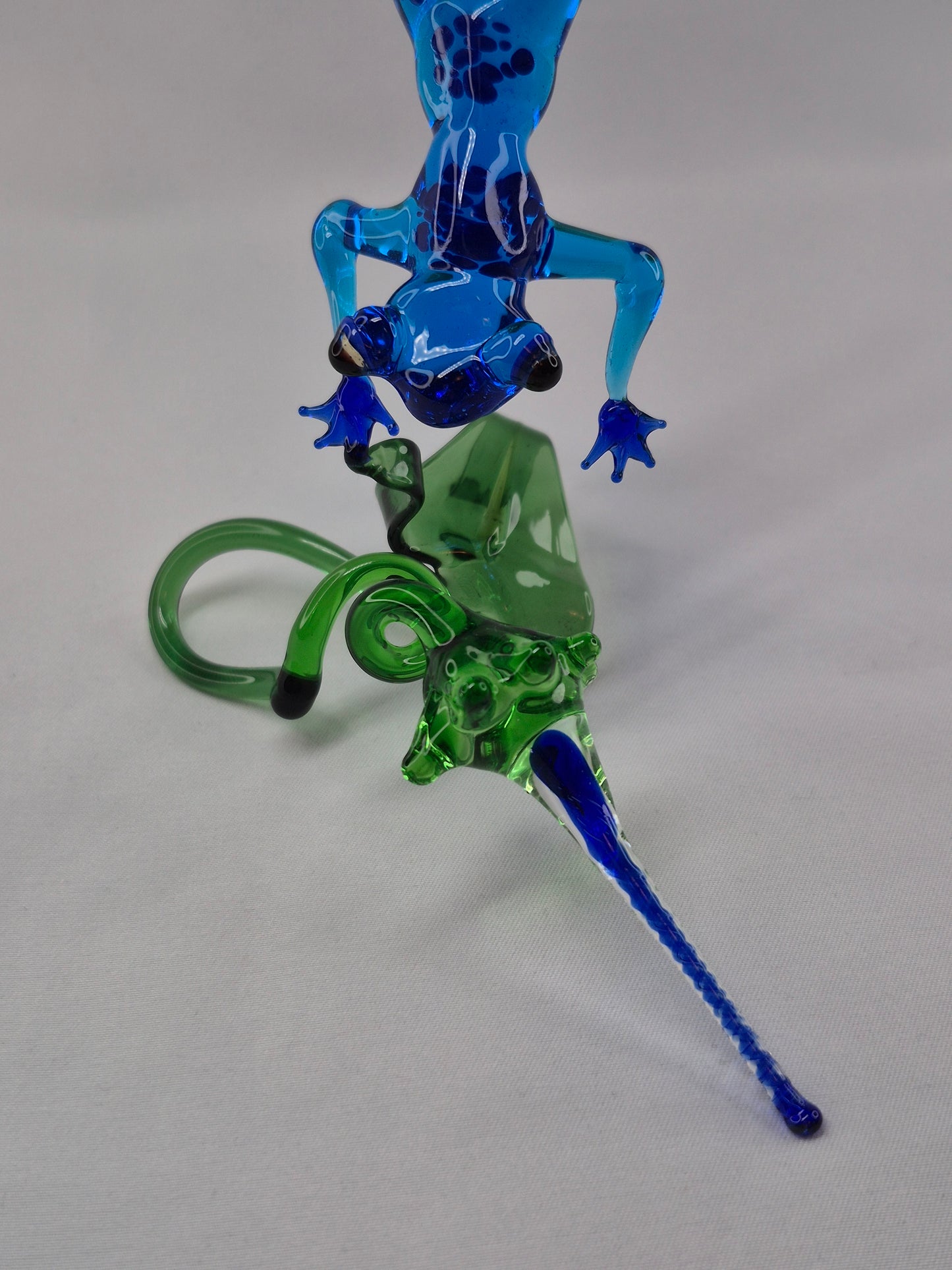 Blue Jumping Frog on Flower