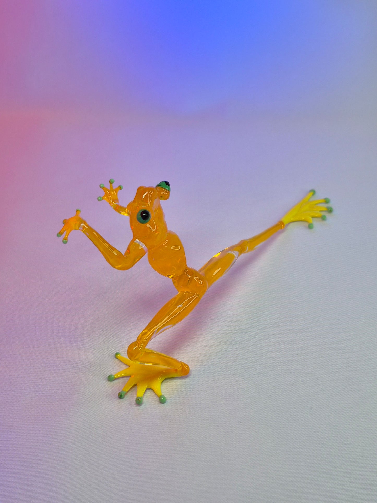 Yellow Glass Frog in a Wushu Pose