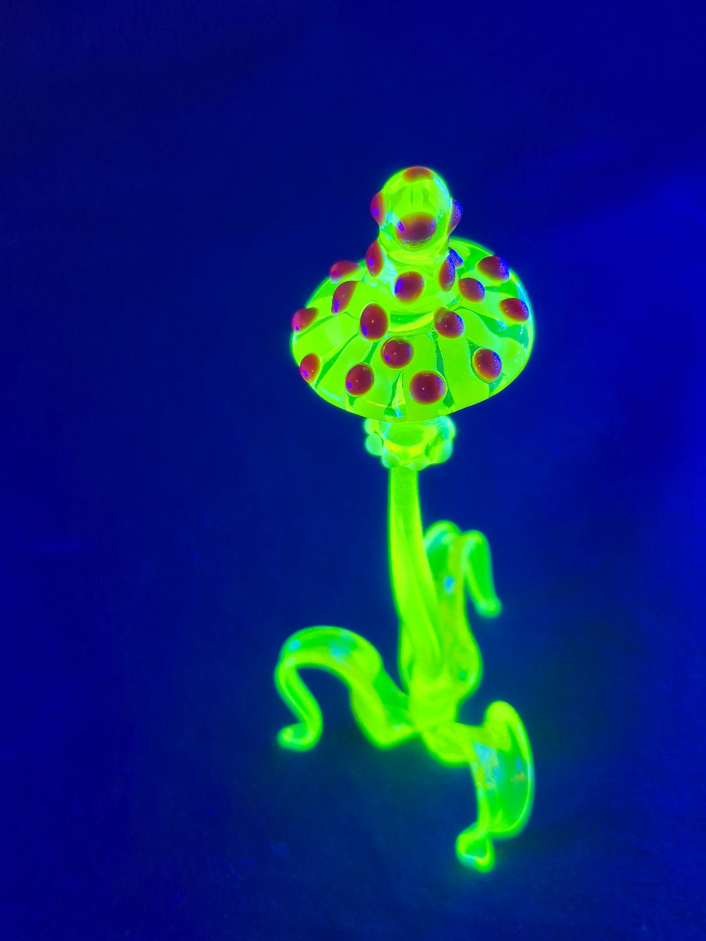 Uranium Glass Amanita Mushroom Yellow
