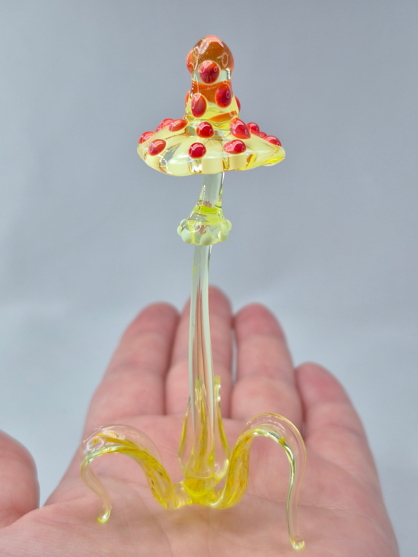 Uranium Glass Amanita Mushroom Yellow